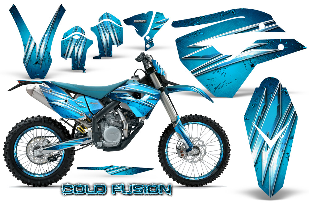 Husaberg FE570 Enduro 2010 Graphics Kit Cold Fusion BlueIce NP Rims